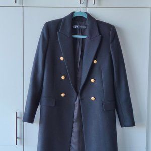 ZARA - Black 75% Wool Fall Winter Coat Formal Like New - SIZE XS